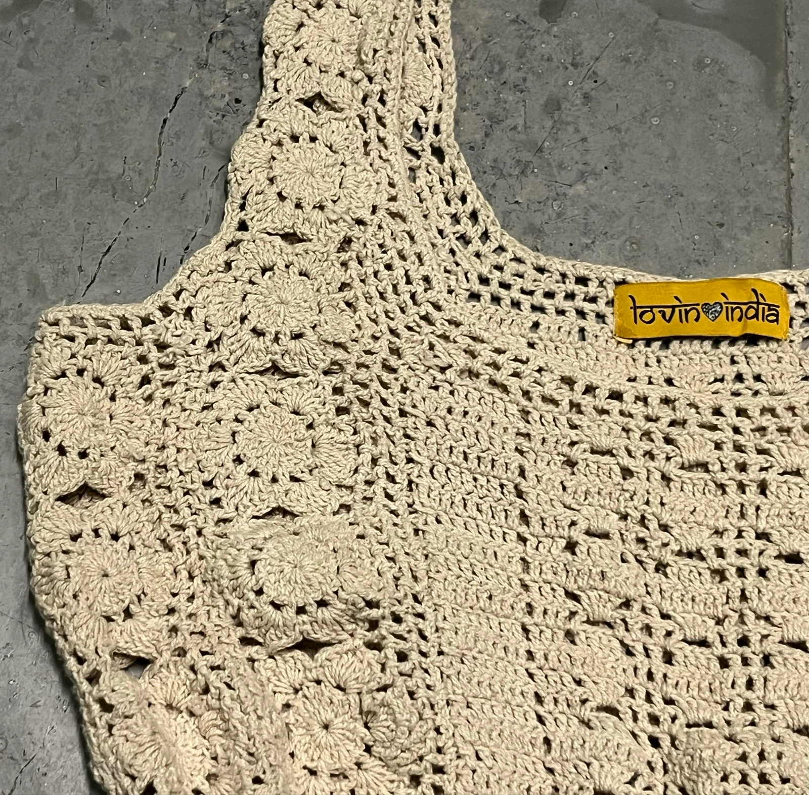 Haut court en crochet beige – photo 7